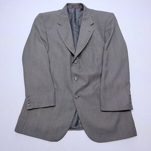Cordovan & Grey Ltd Mens 42R Grey Micro Check Wool Blend 3 Button Blazer Jacket